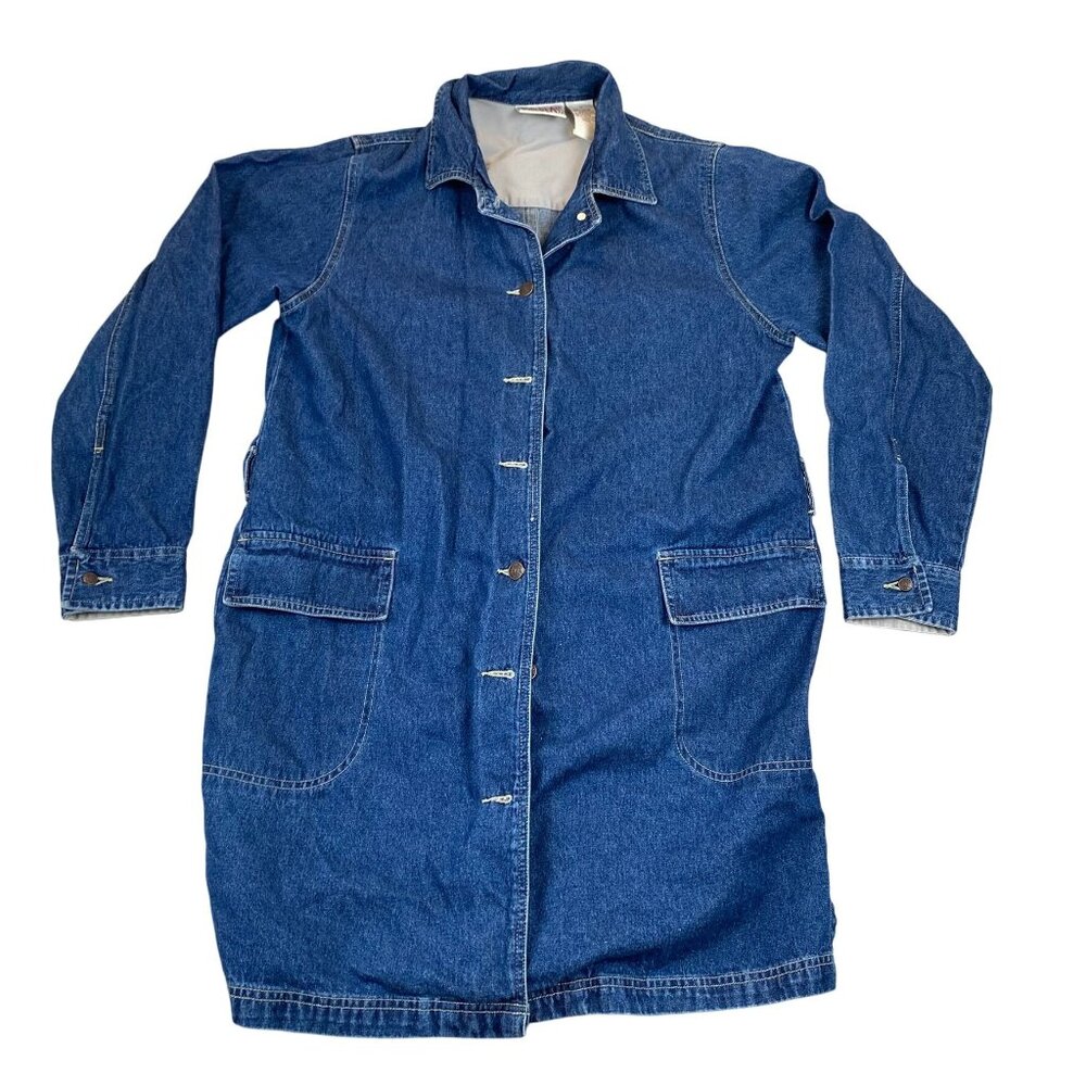 BillBlass Jeans Women's Denim Dress Medium Blue Button-Up Long Sleeves Collared